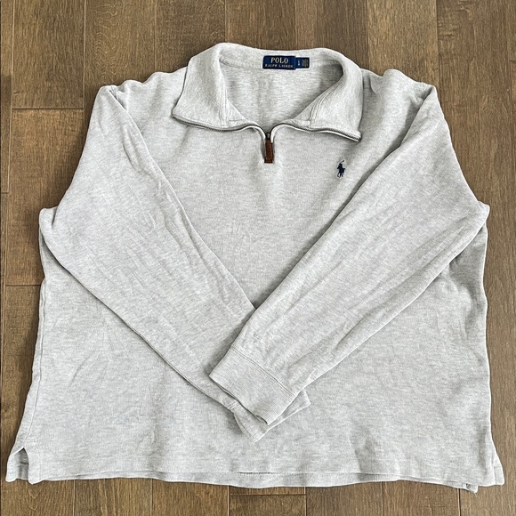 Polo Ralph Lauren Light Gray Quarter Zip Sweater 100% Cotton - Picture 3 of 9